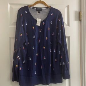 Class Nautical Sailboat Lands-end cardigan NWT